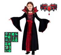 Disfraz de Vampiro Niña,Disfraz para Chica Vampiresa,Disfrazs Vampiresa Niña,Disfrazs de Bruja Reina Vampires,Disfrazs Vampires Niñas Halloween,Adecuado para Halloween,Carnaval,Party y Cosplay (L)