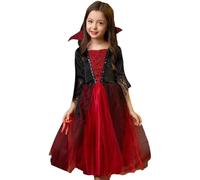 Disfraz De Vampiro Paras Niñas - Vestido Con Capa Real, Conjunto Real De Halloween | Conjunto Victoriano Rojo Y Negro Con Corona A Juego, Maquillaje Terrorífico Para Fiestas, Cosplay, Juegos De Rol,