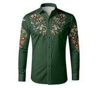 Disfraz de vaquero para hombre, camisa de vaquero occidental, camisa bordada, camisa de vaquero retro, camisa occidental, corte regular, camisa de trabajo, botones a presión, camisas bordadas, botones