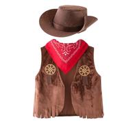 Disfraz de vaquero para niños, pañuelo y sombrero plegable, disfraz occidental, carnaval, cosplay, fiestas, sombrero de vaquero con bandana, disfraz de carnaval y chaleco, pantalones para juegos de