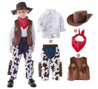 Disfraz de vaquero para niños, pañuelo y sombrero plegable, disfraz occidental, carnaval, cosplay, fiestas, sombrero de vaquero con bandana, disfraz de carnaval y chaleco, pantalones para juegos de