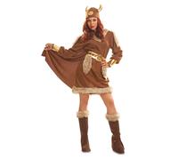 My Other Me Disfraz Vikinga para mujer – vestido, capa, cinturón, cubrebotas y casco M-L