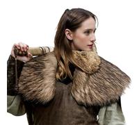 Disfraz de vikingo para mujer, piel vikinga, chaleco de piel para hombre, cuello de pelo, capa medieval, cuello de piel, accesorios, piel sintética, para Halloween, carnaval, cosplay