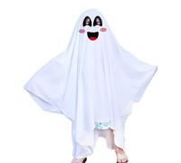 Disfraz de White Ghost - Halloween Party Masquerade Cape Cloak | Poncho para adultos para niños | Disfraz fantasma | COSPLAY Role Play Supply para diversión espeluznante, eventos, fiestas temáticas