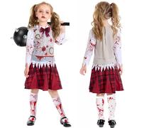 Disfraz de Zombie para Niños y Niñas Con Calcetines y Martillo Meteoro - Espeluznante Animadora Sangrienta para Halloween y Fiesta de Terror