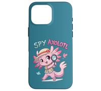 Disfraz Divertido de Agente Secreto para niñas, de Spy Axolotl, Color Rosa, Detective Carcasa para iPhone 16 Pro MAX