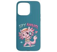 Disfraz Divertido de Agente Secreto para niñas, de Spy Axolotl, Color Rosa, Detective Carcasa para iPhone 15 Pro MAX