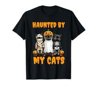 Disfraz Divertido de Calabaza Fantasma Haunted by My Cats para Halloween Camiseta