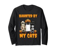 Disfraz Divertido de Calabaza Fantasma Haunted by My Cats para Halloween Manga Larga