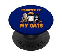 Disfraz Divertido de Calabaza Fantasma Haunted by My Cats para Halloween PopSockets PopGrip Adhesivo