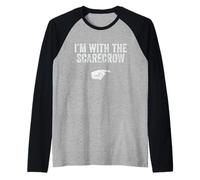 Disfraz Divertido de Halloween a Juego con Texto I'm with The Scarecrow Camiseta Manga Raglan