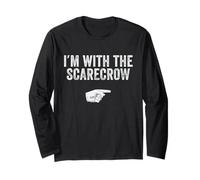 Disfraz Divertido de Halloween a Juego con Texto I'm with The Scarecrow Manga Larga