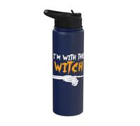 Disfraz divertido de Halloween para parejas con texto en inglés "I'm with the witch" Stainless Steel Insulated Water Bottle