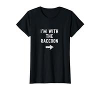 Disfraz Divertido de Halloween para Parejas I'm with The Raccoon Camiseta gráfica económica, Mujer, Negro, XL
