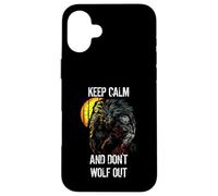 Disfraz Divertido de Hombre Lobo para Halloween con Texto en inglés Keep Calm Don't Wolf out Carcasa para iPhone 16 Plus