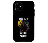 Disfraz Divertido de Hombre Lobo para Halloween con Texto en inglés Keep Calm Don't Wolf out Carcasa para iPhone 11