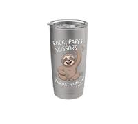 Disfraz divertido de perezoso de Rock Paper Scissors Throat Punch I Win Vaso térmico de acero inoxidable de doble pared