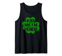 Disfraz divertido de trébol de San Patricio Kiss Me I'm Yemeni Camiseta sin Mangas
