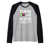 Disfraz Divertido para Amantes del Paseo en Bicicleta Turn It Off Ride Your Bike Camiseta Manga Raglan