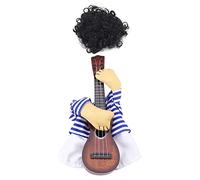Disfraz Divertido para y Gato, Guitarrista, Vestido para Cachorro, Peluca para Fiesta de Navidad y Halloween, Camisa a Rayas de algodón cómoda y Elegante, Accesorio fotográfico (Metro)