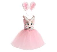 Disfraz Easter Bunny para niñas - Pink/White, Kids Bunny Animal Ears Headband, Tutu Dress With Paws Set, Soft Tulle Tutu Skirt, Furry Detachable Tail | Halloween, Easter, Dress-Up, de