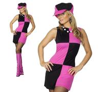 Disfraz Elegante De Dama Rosa Y Negro De Los Años 60 Con Sombrero UK 8-18