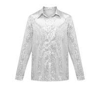 Disfraz Epoca Camisa Hombre, Camisa Informal clásica de diseño Retro con Elegantes Detalles en Lentejuelas