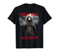 Disfraz Espeluznante de sátira de Vecino del Mundo de Halloween Camiseta gráfica económica, Hombre, Negro, M