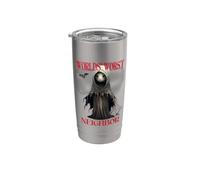 Disfraz espeluznante de sátira de vecino del mundo de Halloween Vaso térmico de acero inoxidable de doble pared