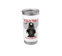 Disfraz espeluznante de sátira de vecino del mundo de Halloween Vaso térmico de acero inoxidable de doble pared