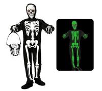 Disfraz Esqueleto Niño Niña Halloween Cosplay Jumpsuit con Estampado Zombie Trajes con Capucha Fantasmas Party Que Brillan en la Oscuridad Terrorífico Carnaval Navidad