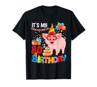 Disfraz Familiar de Lindo Cerdo Colorido para mi 80 cumpleaños Camiseta