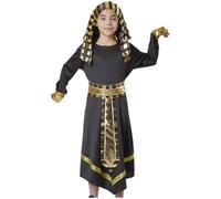 Disfraz faraón niño fiesta temática egipcia carnaval escolar representación teatro Halloween historia antigua con detalles dorados negro 3-15 años (Egipcio negro y oro, 10-12)