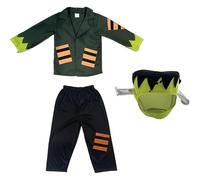 Disfraz Frankenstein Niño Halloween, Disfraz Monstruo Franky Verde Bebé, Gorro, Chaqueta y Pantalones para Halloween Carnaval Niño (3-4 años)