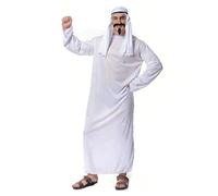 Disfraz genérico para hombre de Sheikh árabe con túnica larga, disfraz de príncipe saudí, disfraz de jeque árabe, disfraz de carnaval, cosplay, fiesta, blanco, Talla única