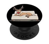 Disfraz gráfico de Reno gruñón con sofá PopSockets PopGrip Adhesivo