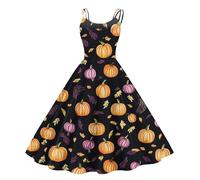 Disfraz Halloween Adulto Mujer Disfraz Novia Cadaver Vestido De Halloween Carnaval Vestidos con Estampado para Fiesta Temática Vestidos Vintage Estampado Vestido De Vampiro Causal Azafrán S