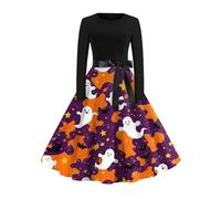 Disfraz Halloween Adulto Mujer Disfraz Novia Cadaver Vestidos Gótico Vestido Vintage Estampado para Fiesta Temática Vestidos De Vampiro Vestido con Estampado De Fiesta Amarillo XXL