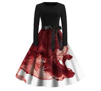 Disfraz Halloween Adulto Mujer Vestido de Halloween de Elegante Vino Cosplay Vampira Ghostface Disfraz de La Muerte Vampiresa Hallowen Falda Bruja de Calabaza Vestido de Bruja Mujer Vino XXL