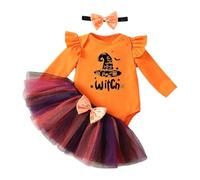 Disfraz Halloween Bebe Niña, Ropa Calabaza Bebé, Traje Bebe Niña, Mi Primer Halloween Bebé Body + Tutu + Media + Diadema, Disfraz Recien Nacido 3,6,12,18 Meses