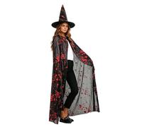 Disfraz Halloween Mujer Adulta Capa Y Sombrero Con Estampado De Sangre Terror Para Familia Conjunto Gótico Adulto Disfraz Mujer Carnaval Siniestro