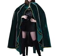 Disfraz Halloween Mujer Adulta Costume Women Bruja Vampiro，Capa Elegante Disfraz Cosplay Ribete Dorado Halloween Representaciones Teatrales Prenda Dramática Eventos (Green, L)