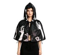 Disfraz Halloween Mujer Adulta Costume Women Bruja Vampiro，Elegante Capa con Capucha para Manos Ideal Cosplay Disfraces Vestimenta Cortesana Renacentista Medieval (Black, One Size)
