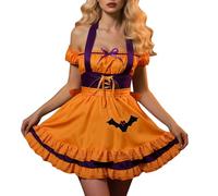 Disfraz Halloween Mujer Adulta Costume Women Bruja Vampiro，Elegante disfraz cosplay Halloween vestido gótico bordado para mujer atuendo anime (Purple, L)