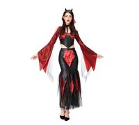 Disfraz Halloween Mujer Adulta Costume Women Bruja Vampiro，Elegante disfraz gótico medieval con corsé cordones para noche renacimiento dama reina (Red, XL)