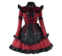 Disfraz Halloween Mujer Adulta Costume Women Bruja Vampiro，Vestido Elegante para Halloween Disfraz Cosplay Princesa Medieval (Red, S)