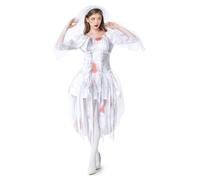 Disfraz Halloween Mujer Adulta Novia Gótica Corsé Gris Con Sangre Vestido Niña Familia Conjunto A Juego Disfraz Niña Halloween Zombie Novia Disfraces Mujer Adulta
