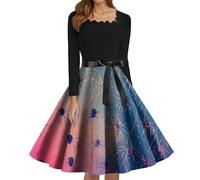Disfraz Halloween Mujer Disfraz Novia Cadaver Vestido Gótico Vestidos con Estampado De Noche Vestidos Vintage Estampado Vestido De Halloween Carnaval para Fiesta Temática Azul 5XL