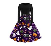 Disfraz Halloween Mujer Disfraz Novia Cadaver Vestidos Gótico Vestido De Vampiro para Adultos Vestidos con Estampado Vestido Vintage Estampado para Fiesta Temática Marina de Guerra XL