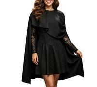 Disfraz Halloween Mujer Hombre AdultaCapa Medieval Flowing Para Interpretación Épica Vestimenta Cortesana Elegante Disfraz Halloween Accesorio Dramático Manto Largo Role Play (Black, L)
